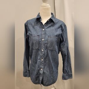 Madewell Chambray 100% Cotton Ex-Boyfriend Shirt Sz XSmall